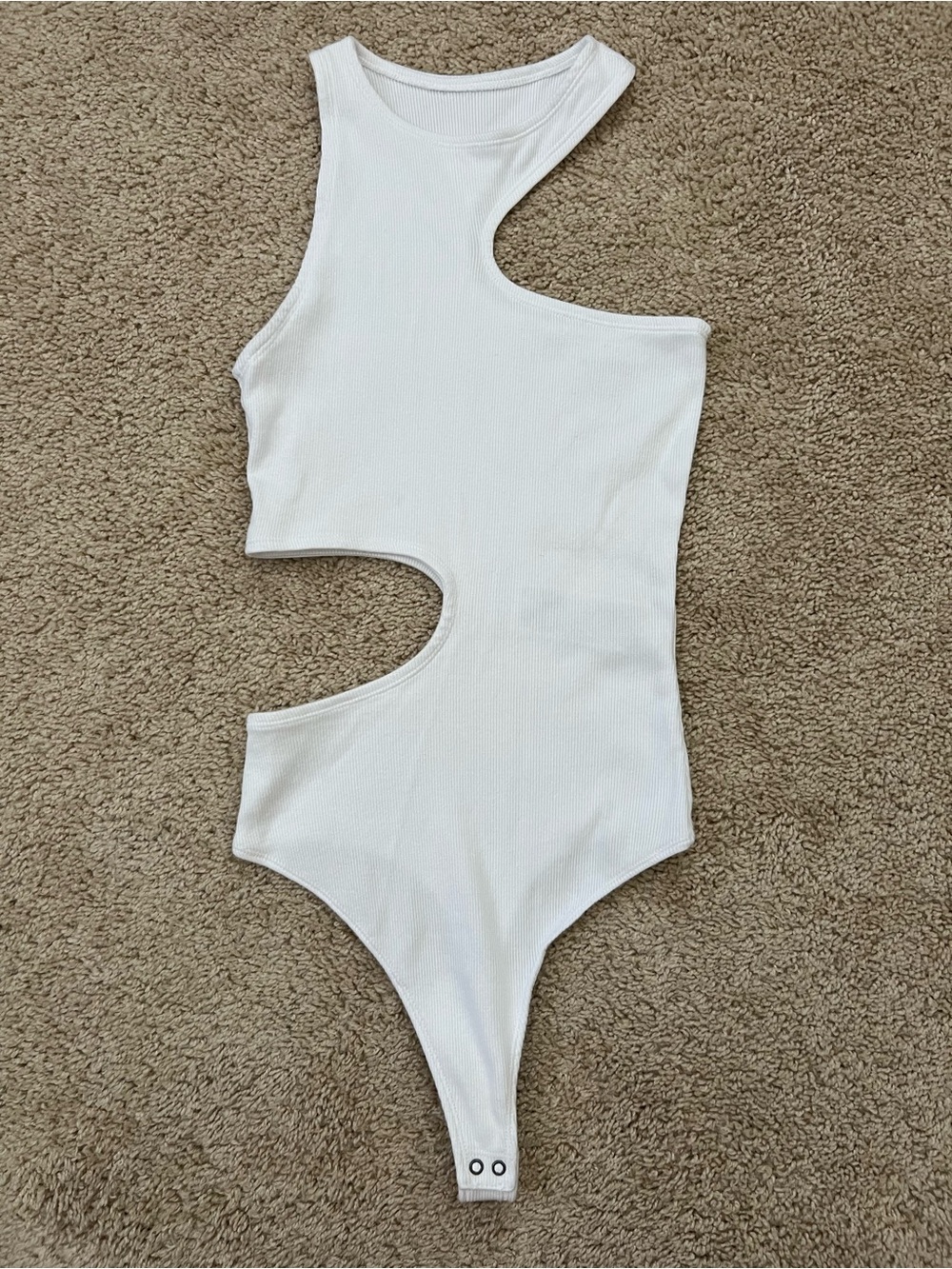Abercrombie & Fitch Size Small White Cutout Body Suit Sleeveless Asymmetric Tank
